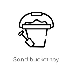 outline sand bucket toy vector icon. isolated black simple line element illustration from toys concept. editable vector stroke sand bucket toy icon on white background