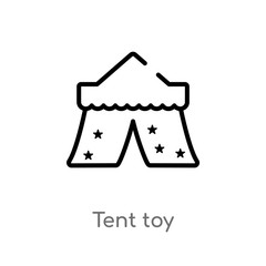 outline tent toy vector icon. isolated black simple line element illustration from toys concept. editable vector stroke tent toy icon on white background