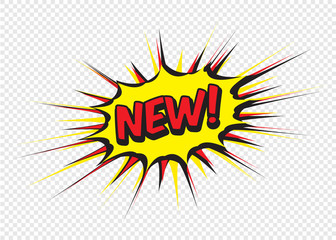 Fototapeta premium Color comic speech bubble and text new. Vector Illustration.