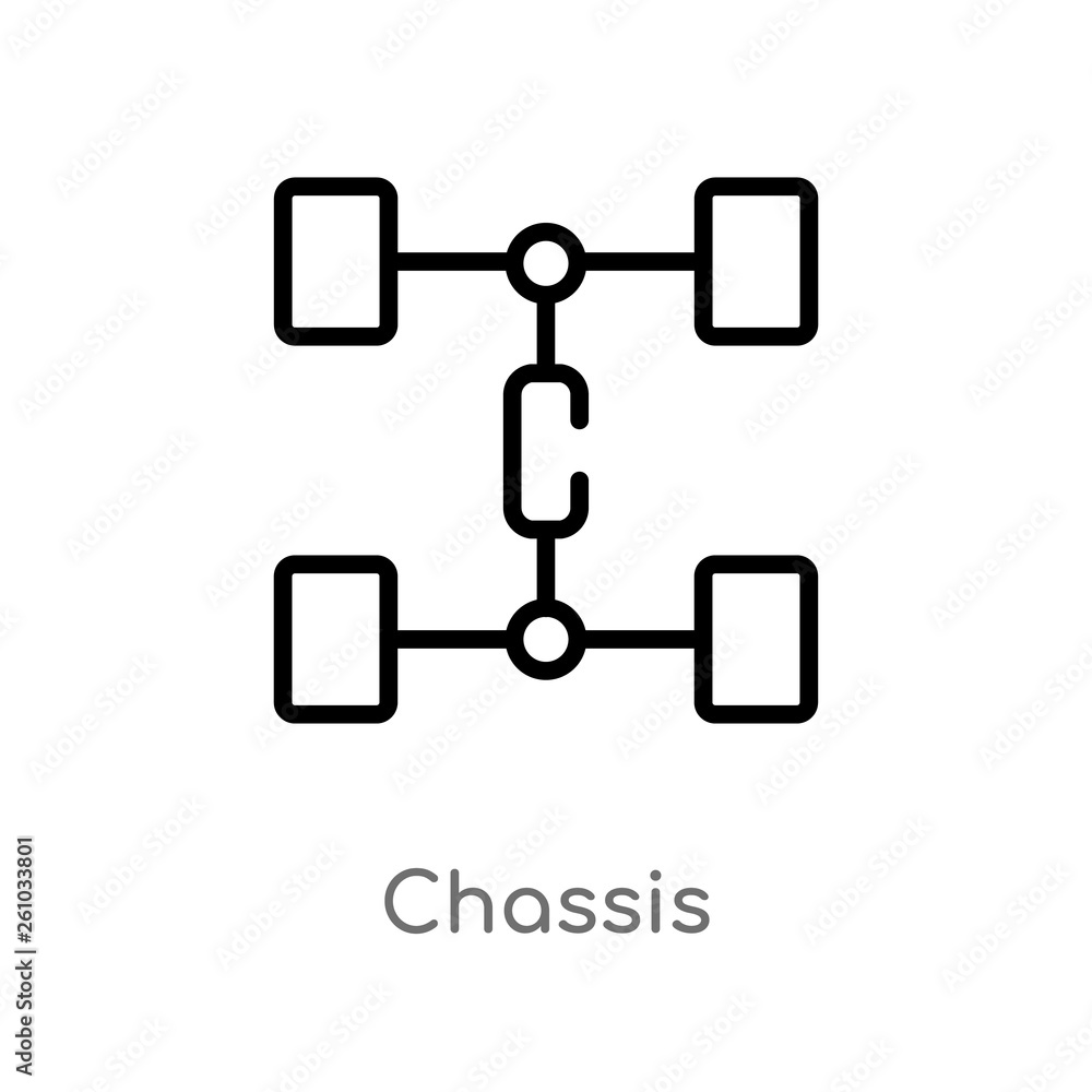 Poster outline chassis vector icon. isolated black simple line element illustration from transport concept.