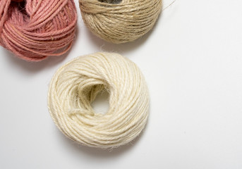 colored ball of yarn isolated in white background