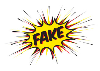 Color comic speech bubble and banner with text fake. Vector Illustration.