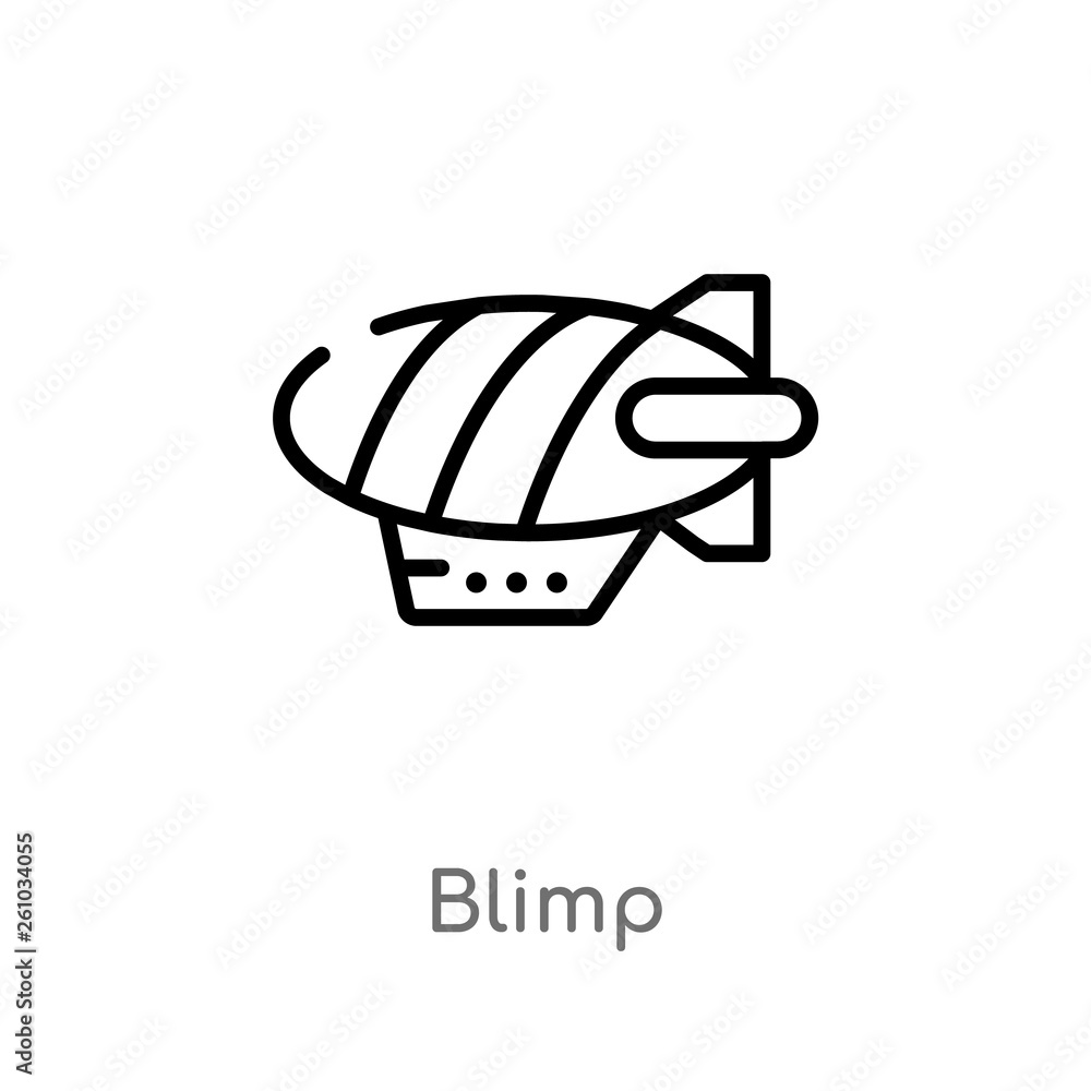 Poster outline blimp vector icon. isolated black simple line element illustration from transport concept. e