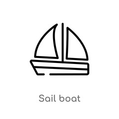 outline sail boat vector icon. isolated black simple line element illustration from transport concept. editable vector stroke sail boat icon on white background