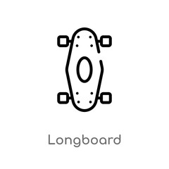 outline longboard vector icon. isolated black simple line element illustration from transport concept. editable vector stroke longboard icon on white background