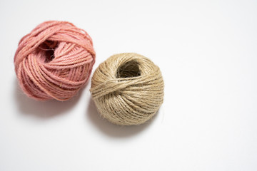 colored ball of yarn isolated in white background
