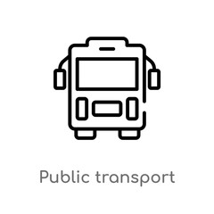 outline public transport vector icon. isolated black simple line element illustration from transport concept. editable vector stroke public transport icon on white background