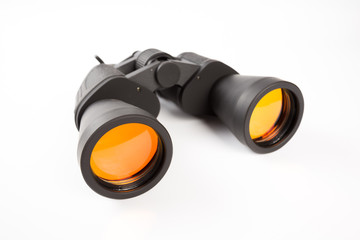 Black binoculars isolated on white background