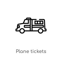 outline plane tickets vector icon. isolated black simple line element illustration from transport concept. editable vector stroke plane tickets icon on white background