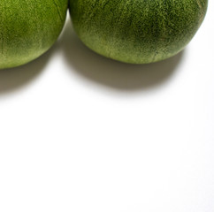Green delicious melon isolated in white back ground looking yummy