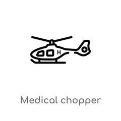 outline medical chopper transport vector icon. isolated black simple line element illustration from transport concept. editable vector stroke medical chopper transport icon on white background