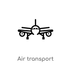 outline air transport vector icon. isolated black simple line element illustration from transport concept. editable vector stroke air transport icon on white background