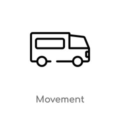outline movement vector icon. isolated black simple line element illustration from transport concept. editable vector stroke movement icon on white background