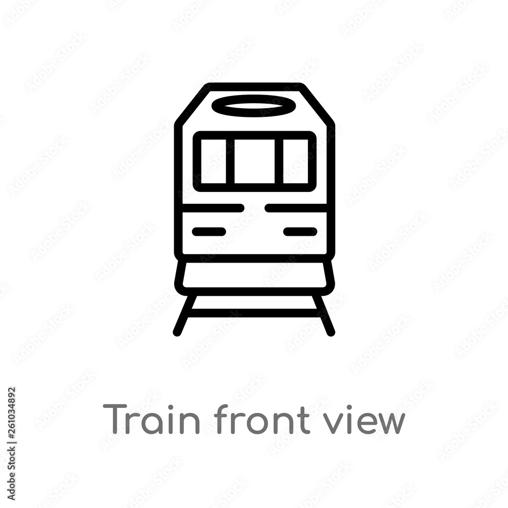 Poster outline train front view vector icon. isolated black simple line element illustration from transport