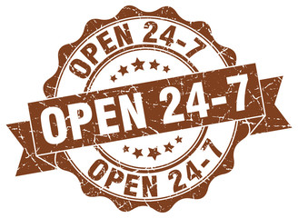 open 24 7 stamp. sign. seal
