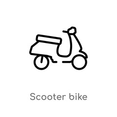 outline scooter bike vector icon. isolated black simple line element illustration from transport concept. editable vector stroke scooter bike icon on white background