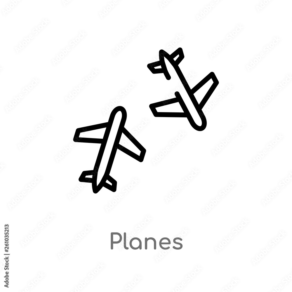 Poster outline planes vector icon. isolated black simple line element illustration from transport concept. 