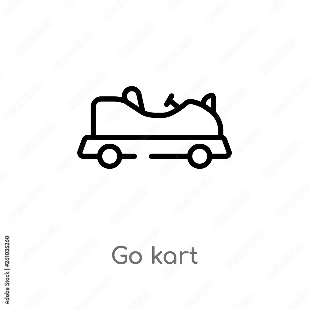 Poster outline go kart vector icon. isolated black simple line element illustration from transport concept.