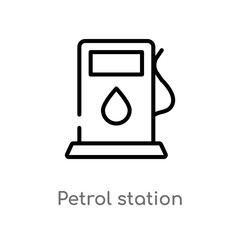 outline petrol station vector icon. isolated black simple line element illustration from transport concept. editable vector stroke petrol station icon on white background