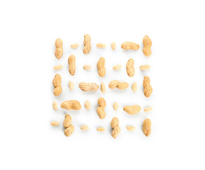 Tasty peanuts on white background