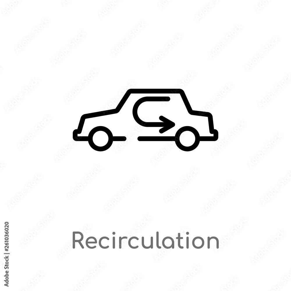 Poster outline recirculation vector icon. isolated black simple line element illustration from transport co