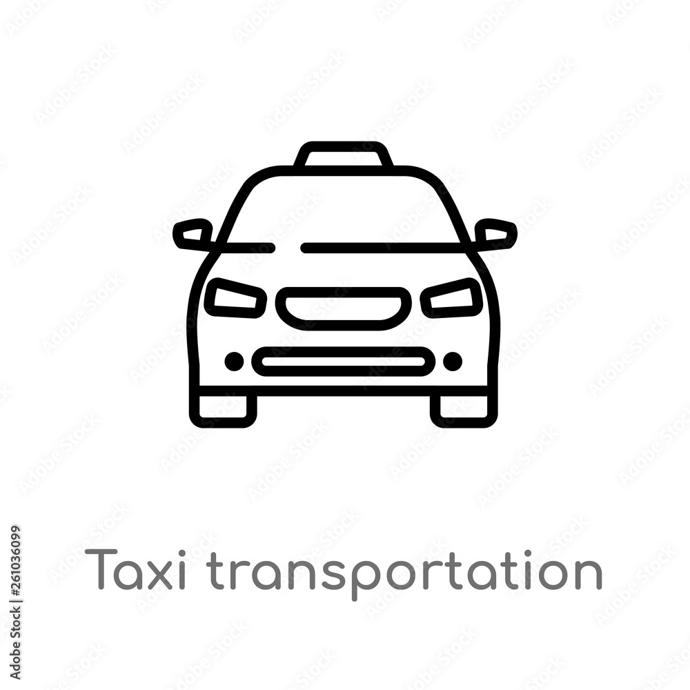 Poster outline taxi transportation car from frontal view vector icon. isolated black simple line element il
