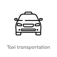 outline taxi transportation car from frontal view vector icon. isolated black simple line element illustration from transport concept. editable vector stroke taxi transportation car from frontal