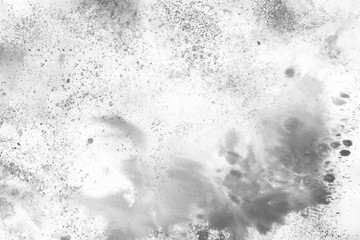 Gray acrylic background on white paper. Paint leaks and ombre effects.	