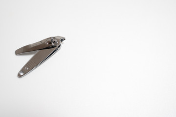 Nail clipper set, plastic and silver, isolated in white background