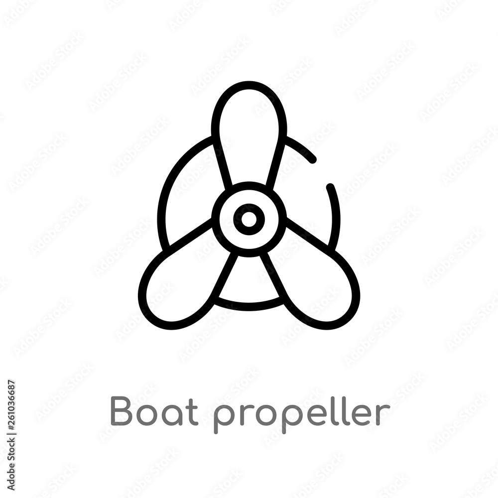 Poster outline boat propeller vector icon. isolated black simple line element illustration from transport c