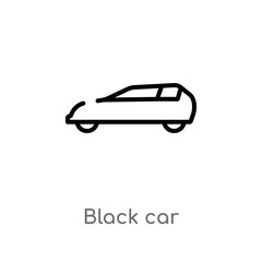 outline black car vector icon. isolated black simple line element illustration from transport concept. editable vector stroke black car icon on white background