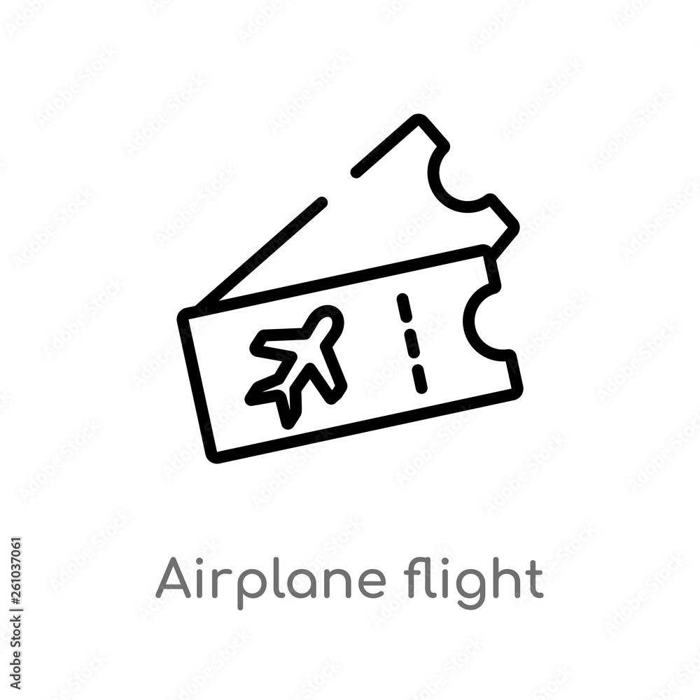 Poster outline airplane flight tickets vector icon. isolated black simple line element illustration from tr