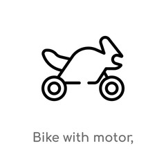 outline bike with motor, ios 7 interface vector icon. isolated black simple line element illustration from transport concept. editable vector stroke bike with motor, ios 7 interface icon on white
