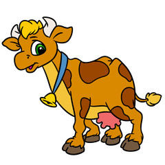 Cow kind animal character cartoon illustration isolated image 