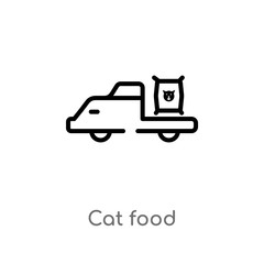 Naklejka premium outline cat food vector icon. isolated black simple line element illustration from transport concept. editable vector stroke cat food icon on white background
