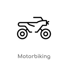 outline motorbiking vector icon. isolated black simple line element illustration from transport concept. editable vector stroke motorbiking icon on white background