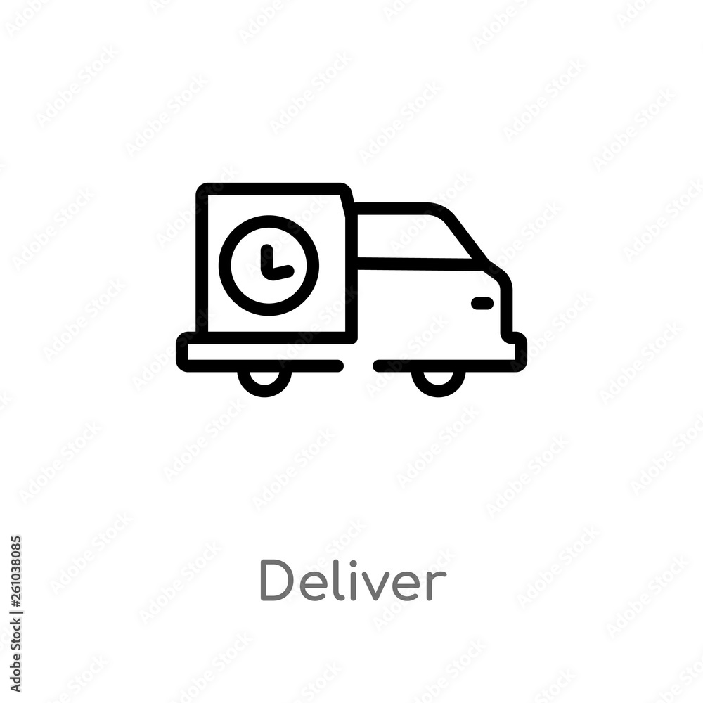Poster outline deliver vector icon. isolated black simple line element illustration from transport concept.