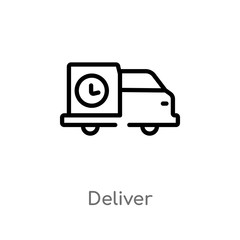 outline deliver vector icon. isolated black simple line element illustration from transport concept. editable vector stroke deliver icon on white background