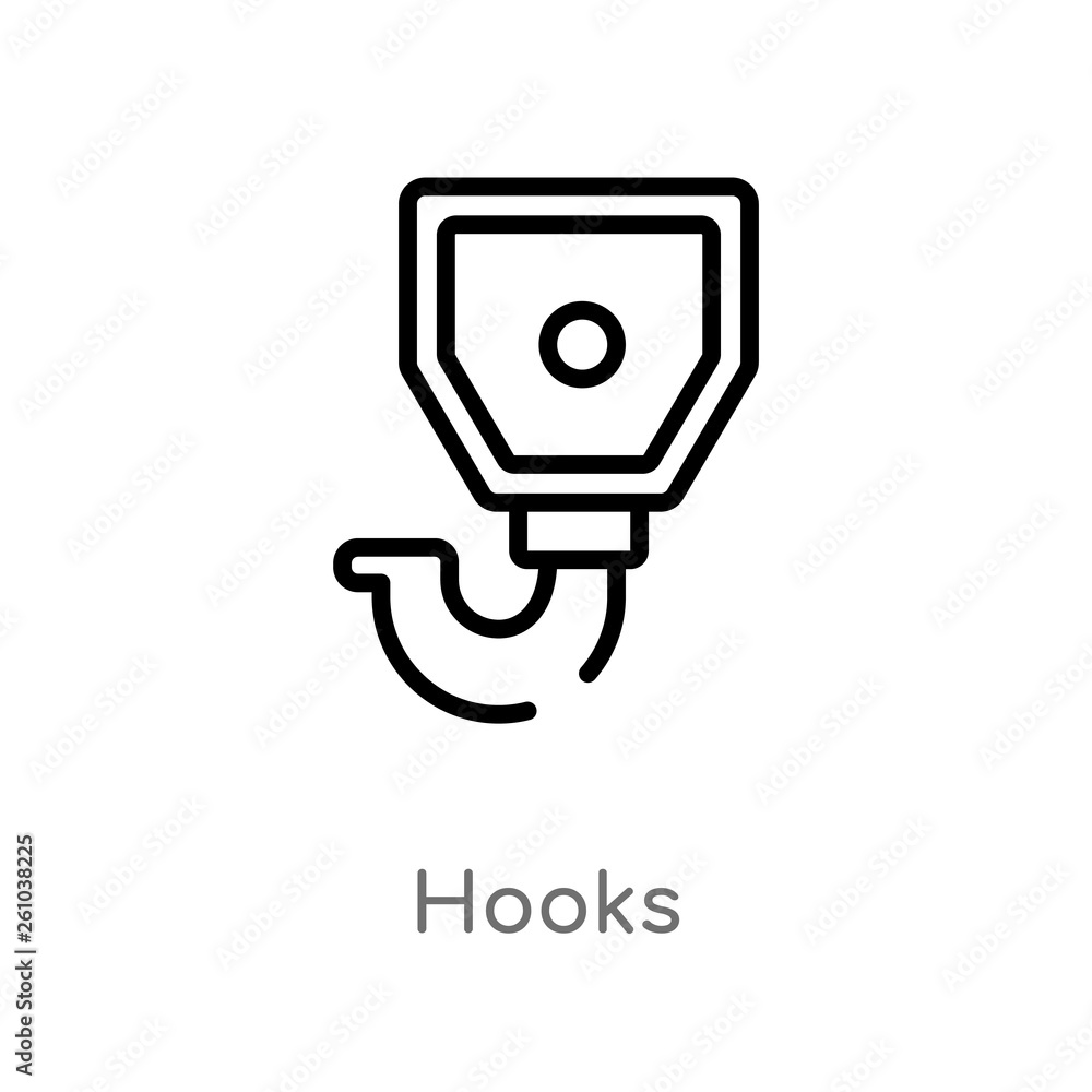 Poster outline hooks vector icon. isolated black simple line element illustration from transport concept. e