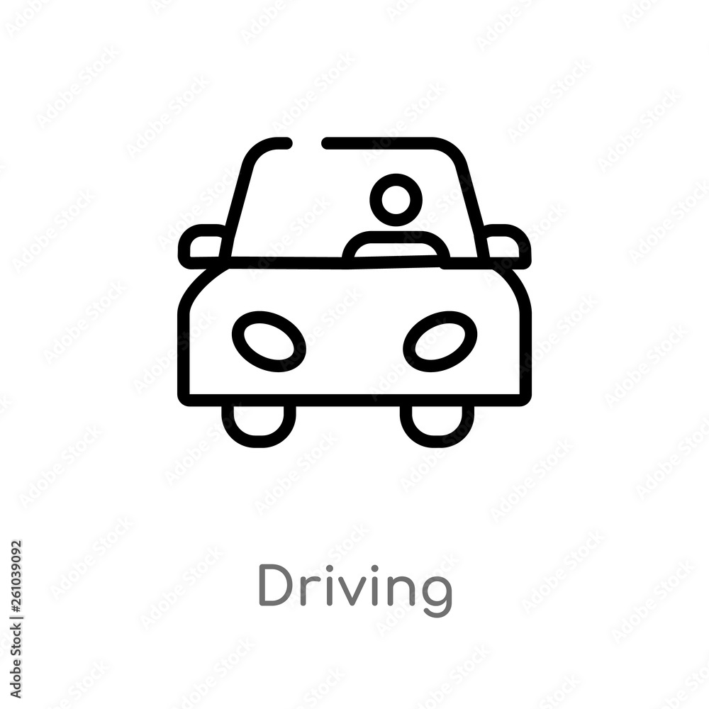 Poster outline driving vector icon. isolated black simple line element illustration from transport concept.