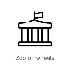 outline zoo on wheels vector icon. isolated black simple line element illustration from transport concept. editable vector stroke zoo on wheels icon on white background