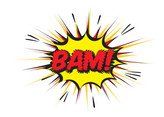 Color comic speech bubble and Bam. Vector Illustration.