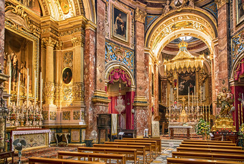 Fototapeta na wymiar Interior of The Chapel of St. Roque - Mdina, Malta