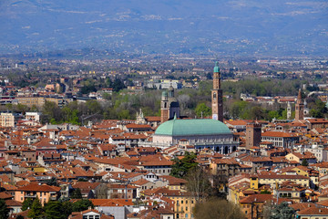 Panoramic view of Vicenza fron Monte Berico. Gigapixel landscape. Vicenza, Veneto, Italy. 26 March 2019