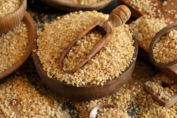 Dry bulgur wheat grains