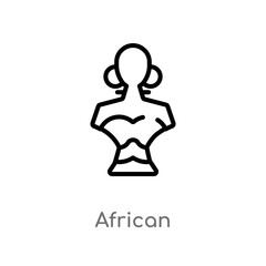 outline african vector icon. isolated black simple line element illustration from africa concept. editable vector stroke african icon on white background