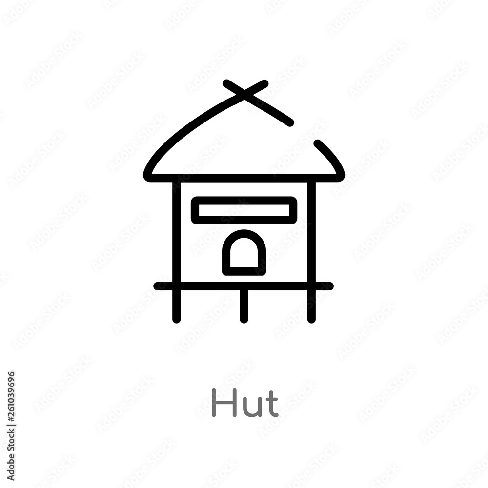 Poster outline hut vector icon. isolated black simple line element illustration from africa concept. editab