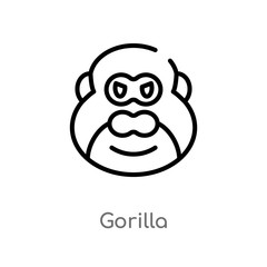 outline gorilla vector icon. isolated black simple line element illustration from africa concept. editable vector stroke gorilla icon on white background