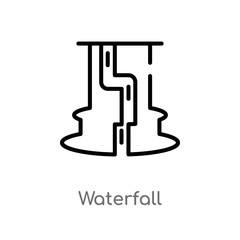 outline waterfall vector icon. isolated black simple line element illustration from africa concept. editable vector stroke waterfall icon on white background