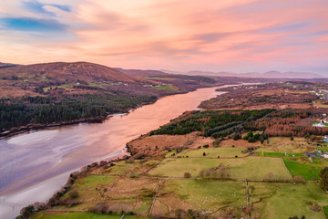 Obraz premium Aerial view of the so called German Road - the road between Doochary and Lettermacaward - in County Donegal - Ireland